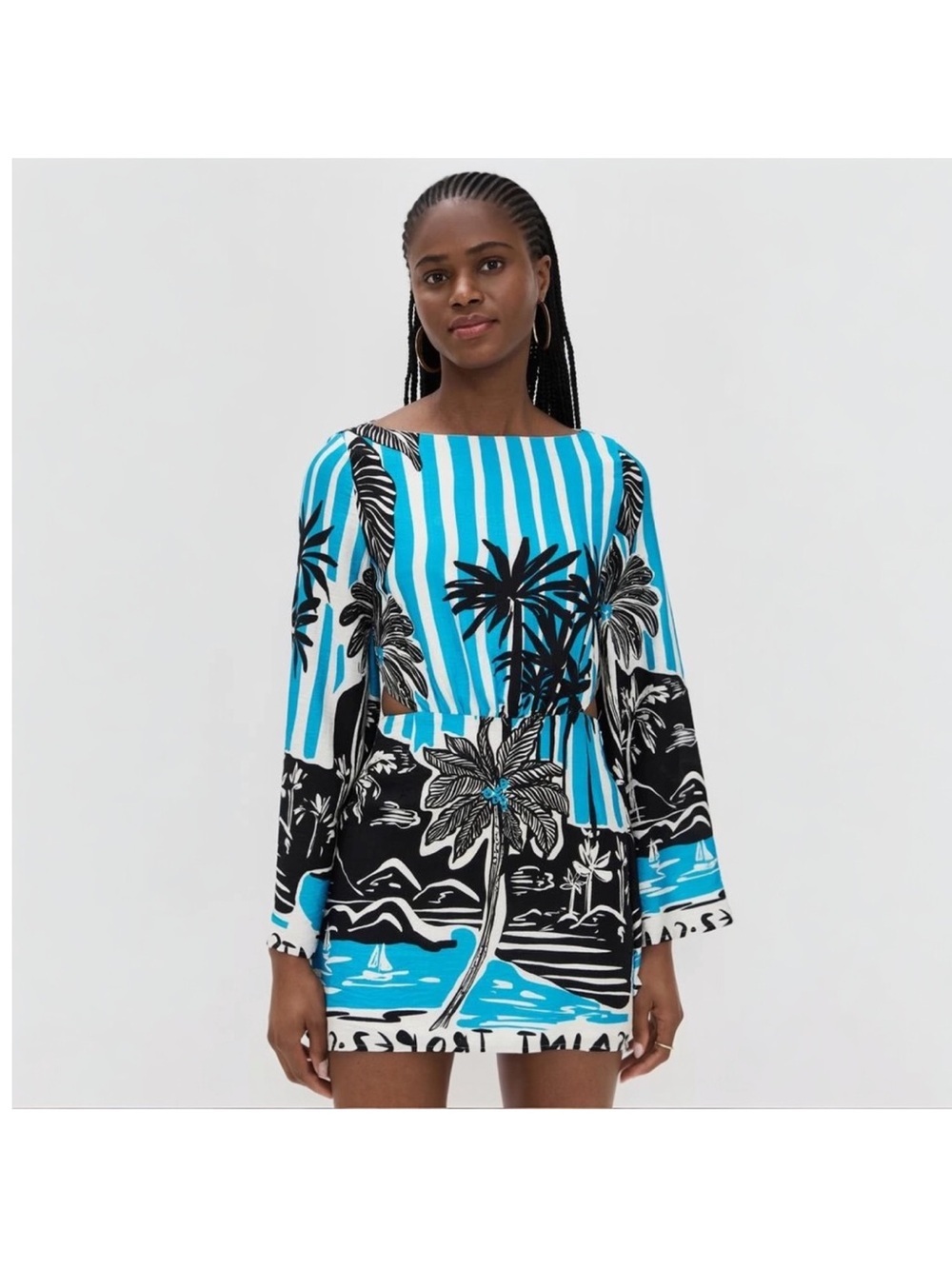 Seven Wonders Isla Mini Dress Tropez Blue Size XS Cutout Back Vacation Resort - Picture 2 of 16